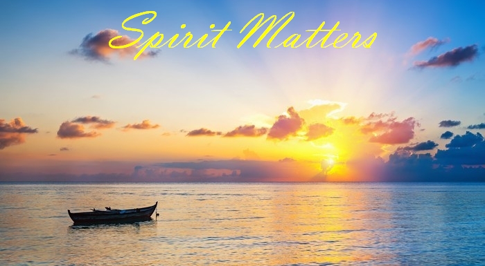 Spirit Matters Logo - image of boat on water at sunrise